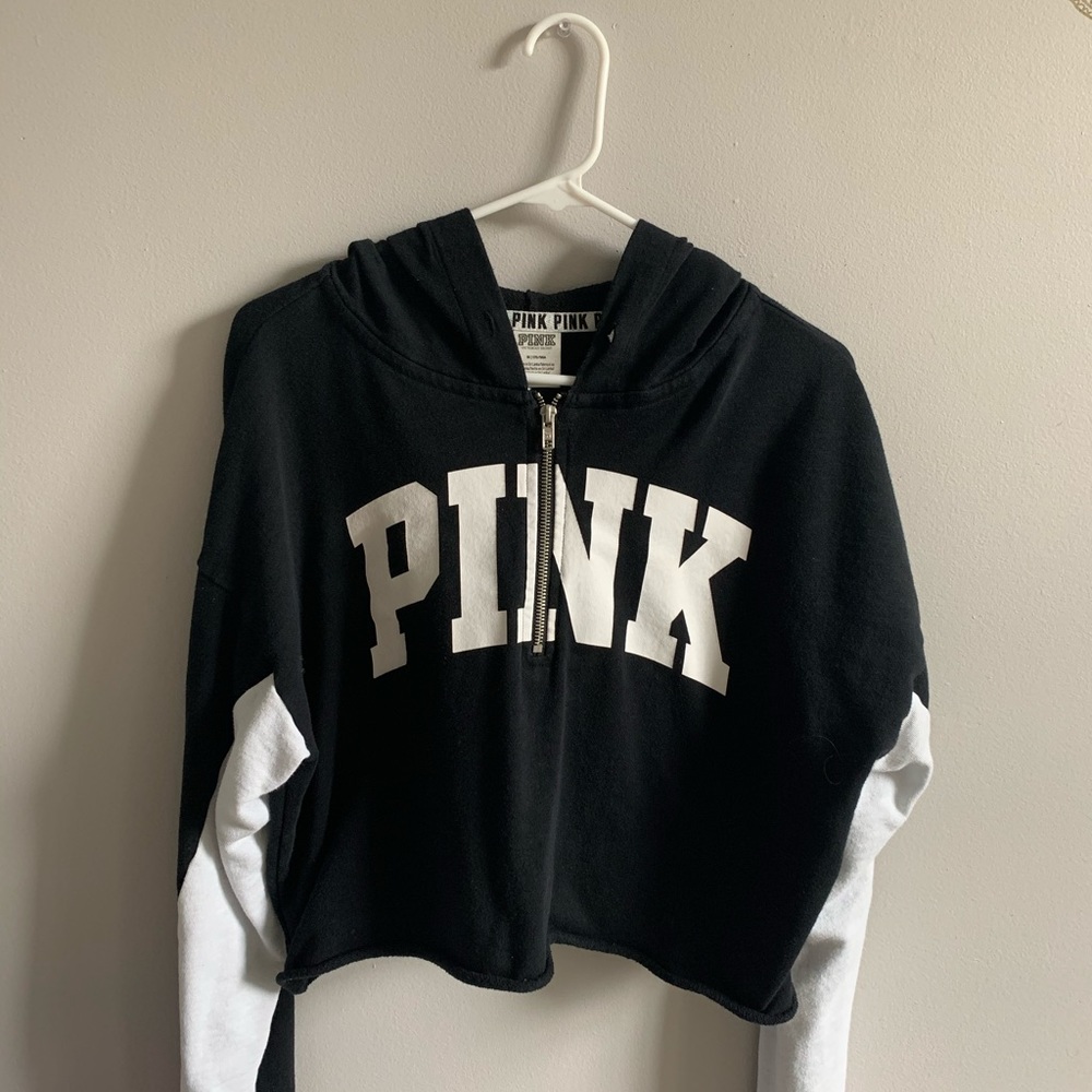 PINK CROPPED TWO TONED HOODIE